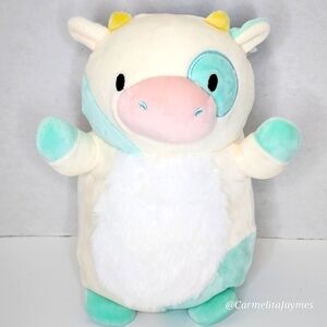 BELANA 🐮 O.G 2021 Blue & Cream Cow HugMee w Fur Belly Original Squishmallow NWT